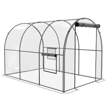 Polytunnel Greenhouse Walk-in Grow House, Steel Frame, Clear